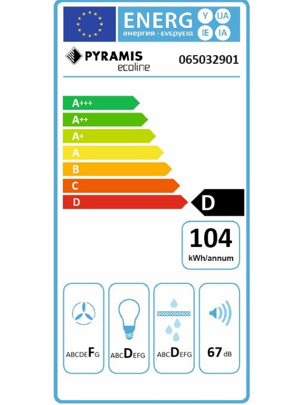 Pyramis Power Slim Συρόμενος Απορροφητήρας 60cm Inox