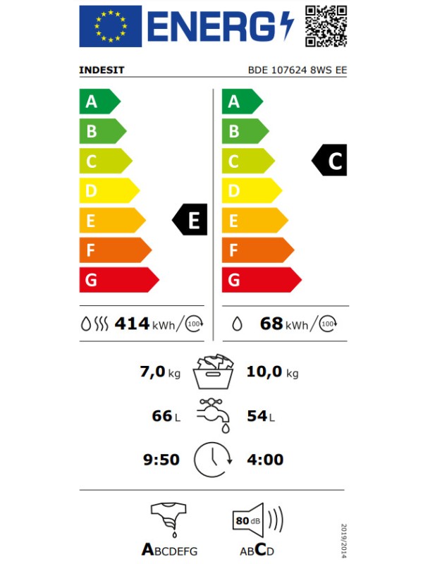 Indesit BDE 107624 8WS EE Πλυντήριο-Στεγνωτήριο Ρούχων