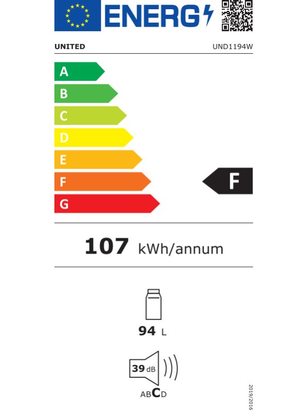 United UND1194W Ψυγείο Συντήρησης 94lt Υ84xΠ47.5xΒ44.7εκ. Λευκό