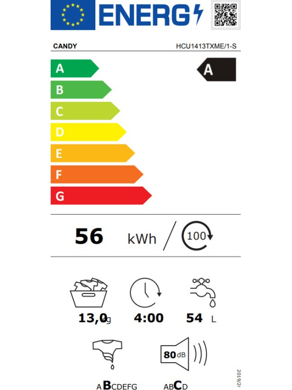 Candy HCU1413TXME/1-S Πλυντήριο Ρούχων 13kg 1400 Στροφών Candy HCU1413TXME/1-S Πλυντήριο Ρούχων 13kg 1400 Στροφών