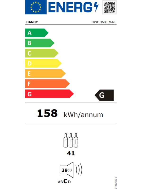 Candy CWC 150 EM/N Συντηρητής Κρασιών 41 Φιαλών