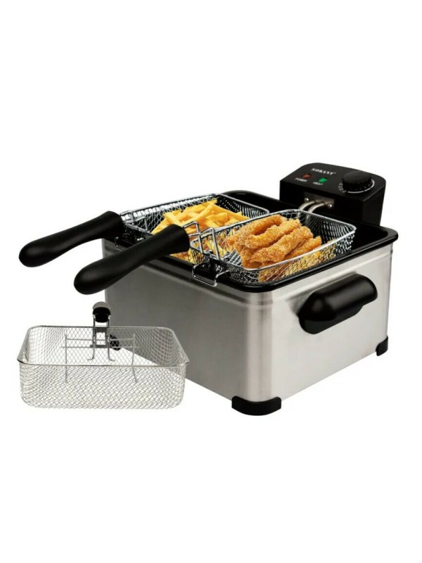 Sokany HD-3501 Φριτέζα Λαδιού με Διπλό Αποσπώμενο Κάδο 5lt Ασημί Sokany HD-3501 Φριτέζα Λαδιού με Διπλό Αποσπώμενο Κάδο 5lt Ασημί