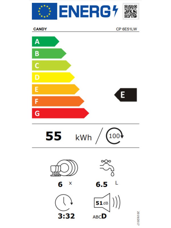 Candy CP6E51LW Πλυντήριο Πιάτων Πάγκου για 6 Σερβίτσια Λευκό Candy CP6E51LW Πλυντήριο Πιάτων Πάγκου για 6 Σερβίτσια Λευκό