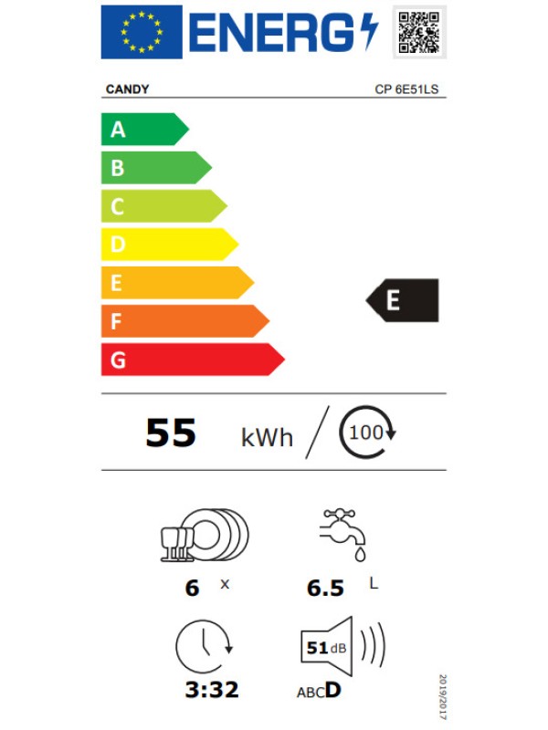 Candy CP6E51LS Πλυντήριο Πιάτων Πάγκου για 6 Σερβίτσια Inox Candy CP6E51LS Πλυντήριο Πιάτων Πάγκου για 6 Σερβίτσια Inox