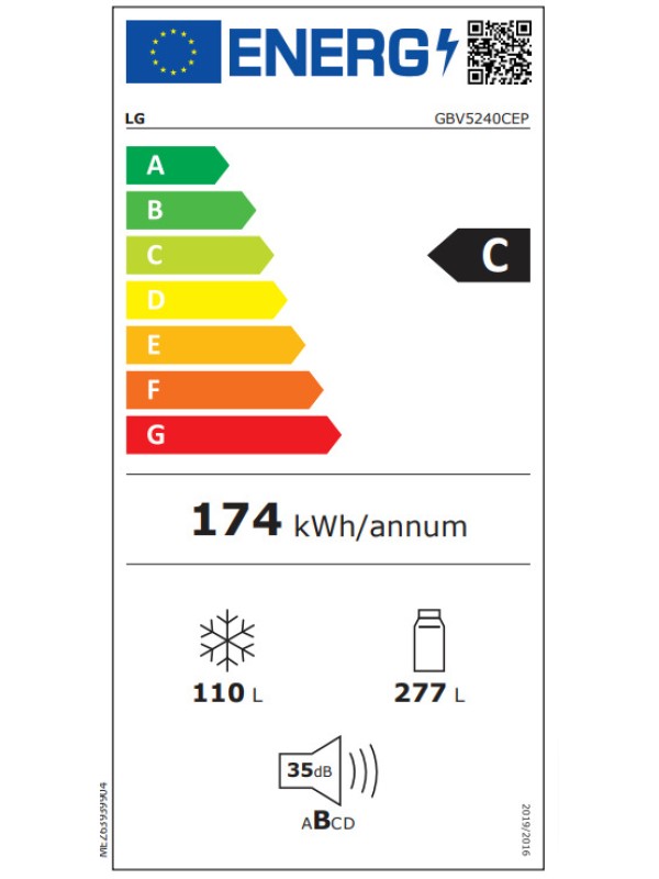 LG Ψυγειοκαταψύκτης GBV5240CEP MAΥΡΟ LG Ψυγειοκαταψύκτης GBV5240CEP MAΥΡΟ