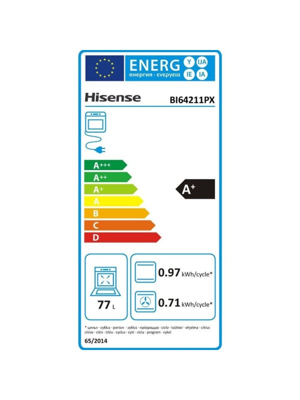 Hisense BI64211PX Φούρνος άνω Πάγκου 77lt χωρίς Εστίες Inox