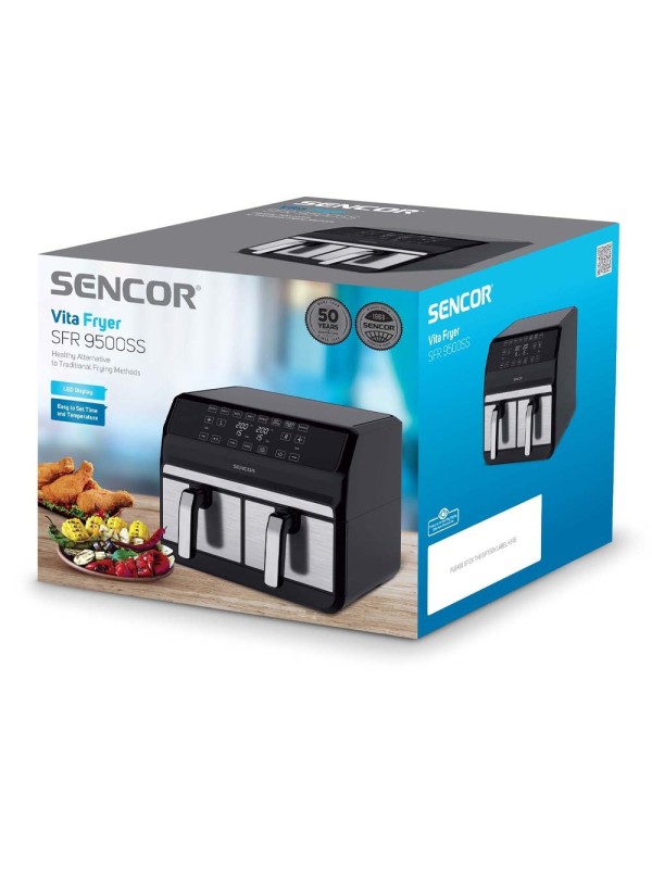 Sencor SFR 9500SS Φριτέζα Αέρος με Διπλό Αποσπώμενο Κάδο 8lt Sencor SFR 9500SS Φριτέζα Αέρος με Διπλό Αποσπώμενο Κάδο 8lt
