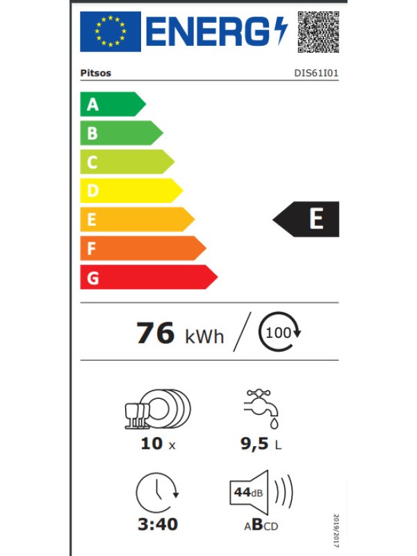 Pitsos DIS61I01 Εντοιχιζόμενο Πλυντήριο Πιάτων 45cm, Pitsos DIS61I01 Εντοιχιζόμενο Πλυντήριο Πιάτων 45cm,