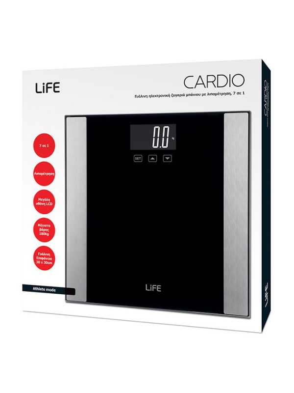 Life Cardio Ψηφιακή Ζυγαριά με Λιπομετρητή σε Μαύρο χρώμα Life Cardio Ψηφιακή Ζυγαριά με Λιπομετρητή σε Μαύρο χρώμα