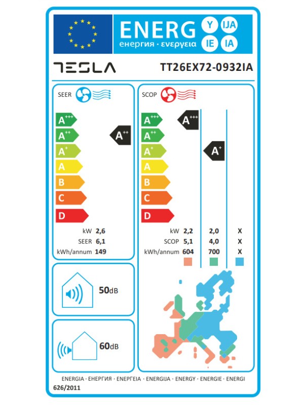 Tesla Κλιματιστικό Inverter 9000 BTU A++/A+ TT26EX72-0932IA Tesla Κλιματιστικό Inverter 9000 BTU A++/A+ TT26EX72-0932IA