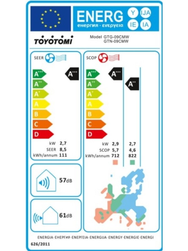 Toyotomi Gosai GTN/GTG-09CMW Κλιματιστικό Inverter 9000 BTU A+++/A++ με Ιονιστή και WiFi  
