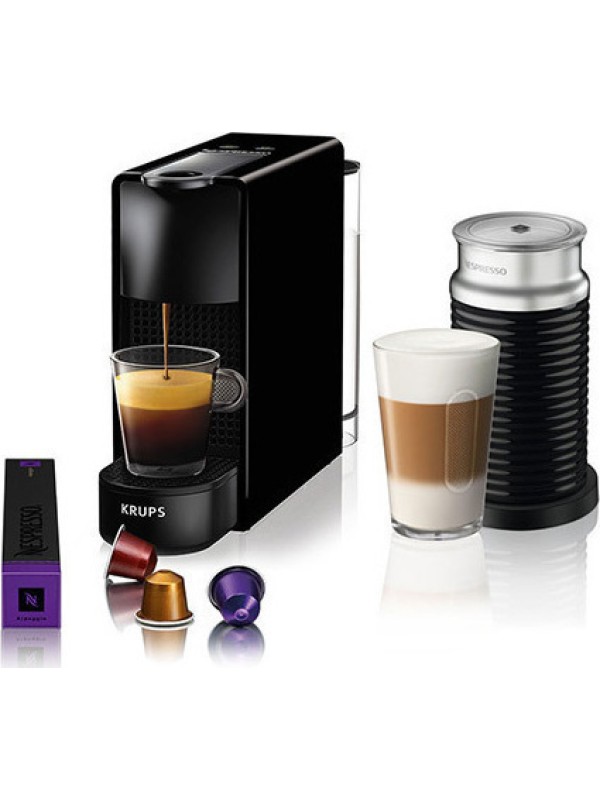 Krups XN1118V Essenza Mini & Aeroccino Καφετιέρα για Κάψουλες Nespresso Πίεσης 19bar με Αφρογαλιέρα Black Krups XN1118V Essenza Mini & Aeroccino Καφετιέρα για Κάψουλες Nespresso Πίεσης 19bar με Αφρογαλιέρα Black