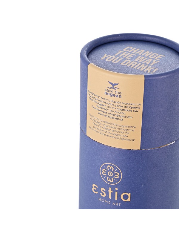 Estia Travel Flask Save the Aegean Ανακυκλώσιμο Μπουκάλι Θερμός Ανοξείδωτο BPA Free Denim Blue 500ml 01-12052