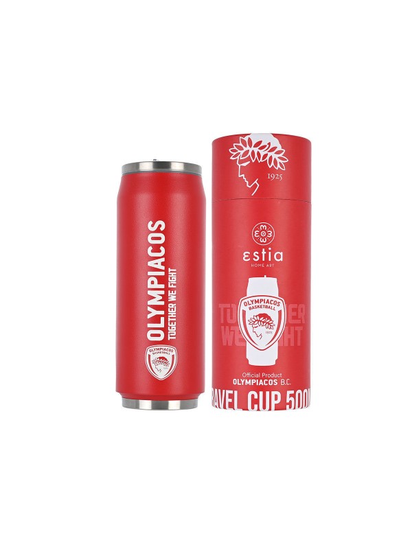 Estia Travel Cup Save the Aegean Ποτήρι Θερμός Ανοξείδωτο Olympiakos B.C. 500ml με Καλαμάκι 00-12311 Estia Travel Cup Save the Aegean Ποτήρι Θερμός Ανοξείδωτο Olympiakos B.C. 500ml με Καλαμάκι 00-12311