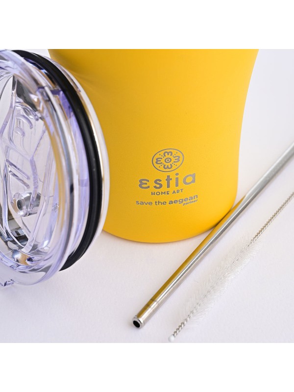 Estia Coffee Mug Save The Aegean Ποτήρι Θερμός Ανοξείδωτο BPA Free Pineapple Yellow 350ml με Καλαμάκι 01-12458 Estia Coffee Mug Save The Aegean Ποτήρι Θερμός Ανοξείδωτο BPA Free Pineapple Yellow 350ml με Καλαμάκι 01-12458