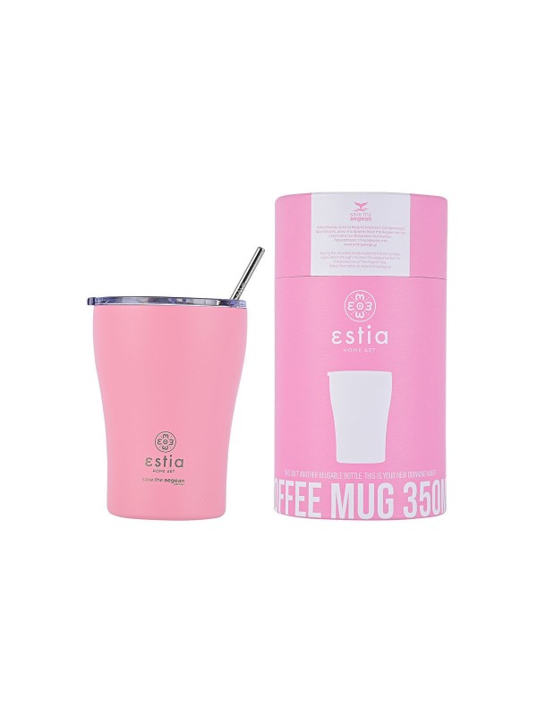 Estia Coffee Mug Save The Aegean Ποτήρι Θερμός Ανοξείδωτο BPA Free Blossom Rose 350ml με Καλαμάκι 01-12472 Estia Coffee Mug Save The Aegean Ποτήρι Θερμός Ανοξείδωτο BPA Free Blossom Rose 350ml με Καλαμάκι 01-12472