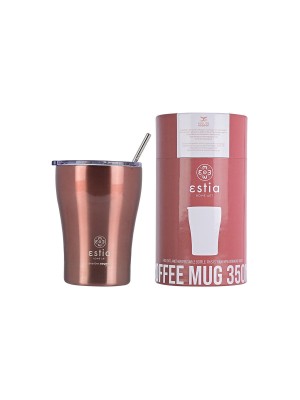 Estia Coffee Mug Save The Aegean Ποτήρι Θερμός Ανοξείδωτο BPA Free Rose Gold 350ml με Καλαμάκι 01-12489