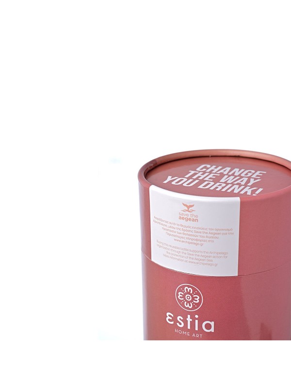Estia Coffee Mug Save The Aegean Ποτήρι Θερμός Ανοξείδωτο BPA Free Rose Gold 350ml με Καλαμάκι 01-12489