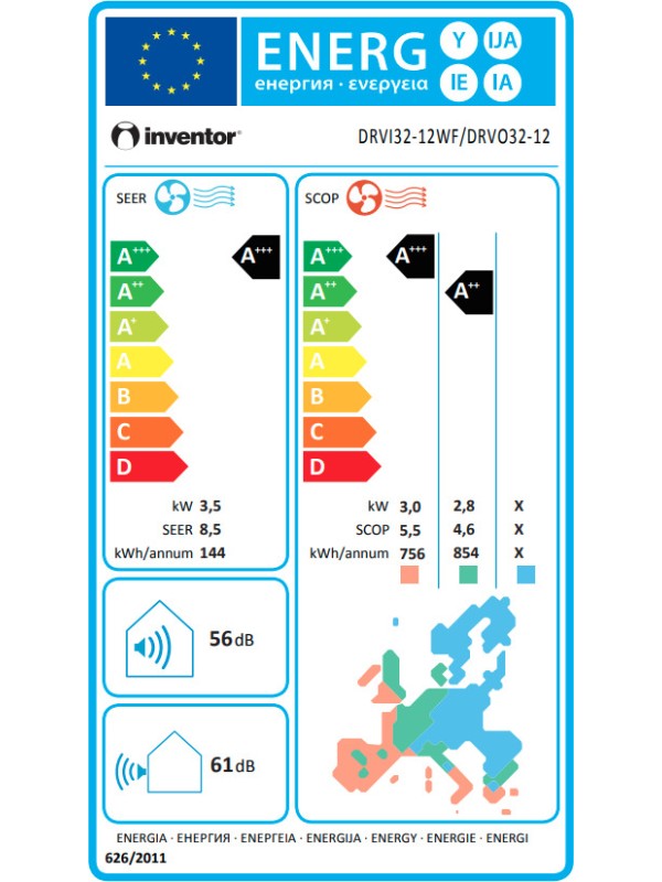 Inventor Dark Κλιματιστικό Inverter 12000 BTU A+++/A++ με Ιονιστή και WiFi Black 