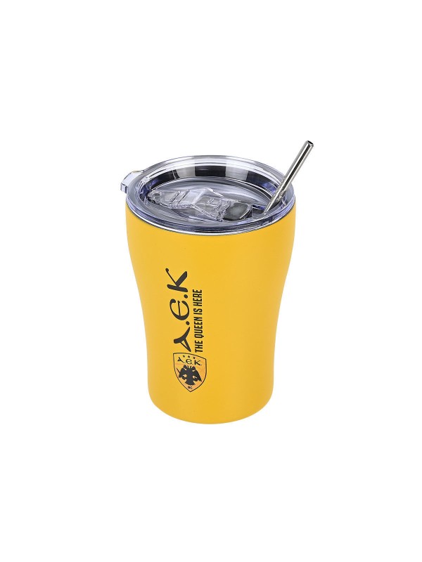 Estia Coffee Mug Ποτήρι Θερμός με Καλαμάκι AEK BC 350ml 00-13271