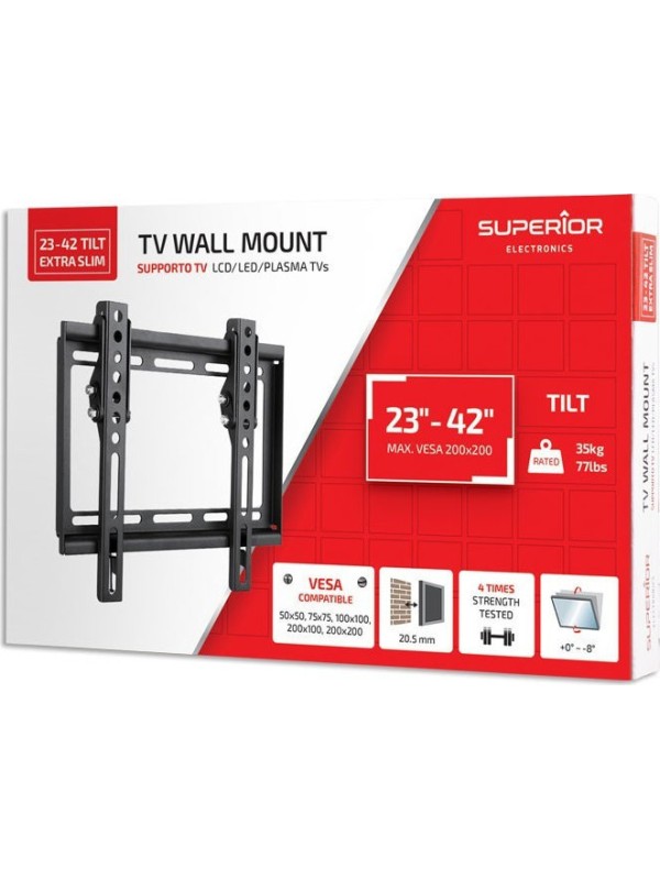 Superior Electronics 23-42 Tilt Extra Slim TV Βάση Τηλεόρασης Τοίχου έως 42" και 35kg Superior Electronics 23-42 Tilt Extra Slim TV Βάση Τηλεόρασης Τοίχου έως 42" και 35kg