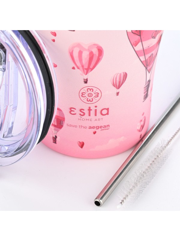 Estia Coffee Mug Save The Aegean Ποτήρι Θερμός Ανοξείδωτο BPA Free LOVE ASCEND 350ml με Καλαμάκι 01-23102