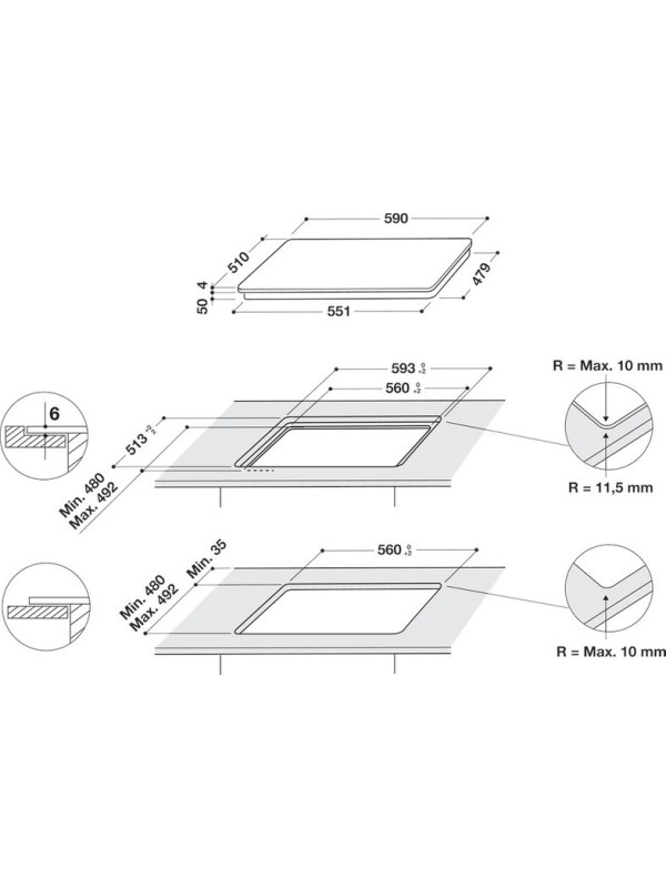 Whirlpool WB S2560 NE Επαγωγική Εστία Αυτόνομη με Λειτουργία Κλειδώματος 59x51εκ.