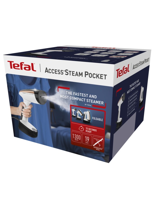 Tefal Ατμοκαθαριστής Ρούχων Χειρός 1300W με Δοχείο 120ml Λευκός Tefal Ατμοκαθαριστής Ρούχων Χειρός 1300W με Δοχείο 120ml Λευκός