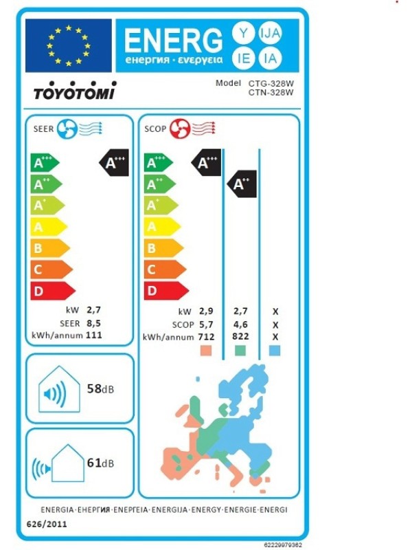Toyotomi Erai CTN/CTG-328W CTN/CTG-328W Κλιματιστικό Inverter 9000 BTU A+++/A++ με WiFi