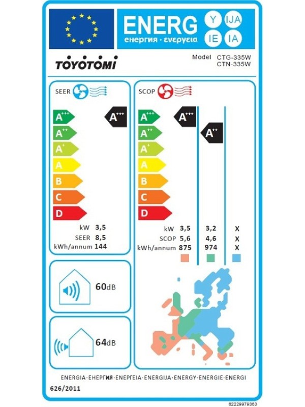 Toyotomi Erai CTN/CTG-335W Κλιματιστικό Inverter 12000 BTU A+++/A++ Toyotomi Erai CTN/CTG-335W Κλιματιστικό Inverter 12000 BTU A+++/A++