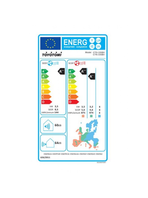 Toyotomi Erai CTN/CTG-335BV Κλιματιστικό Inverter 12000 BTU A+++/A++ με Ιονιστή και WiFi Toyotomi Erai CTN/CTG-335BV Κλιματιστικό Inverter 12000 BTU A+++/A++ με Ιονιστή και WiFi