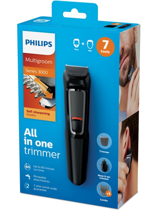 Philips Multigroom Series 3000 7 in 1 Σετ Επαναφορτιζόμενης Κουρευτικής Μηχανής Μαύρο MG3720/15 Philips Multigroom Series 3000 7 in 1 Σετ Επαναφορτιζόμενης Κουρευτικής Μηχανής Μαύρο MG3720/15