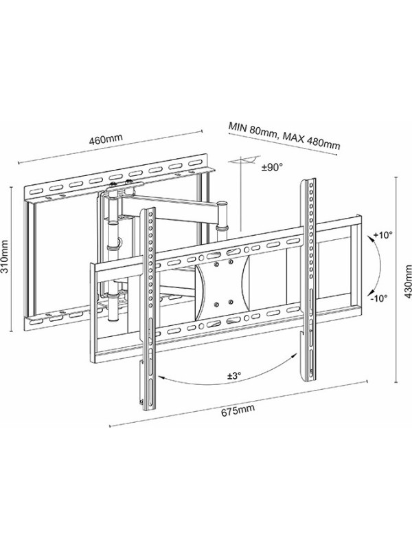 Sonora Wonderwall 600 Full Emotion Βάση Τηλεόρασης Τοίχου με Βραχίονα έως 75" και 45kg Sonora Wonderwall 600 Full Emotion Βάση Τηλεόρασης Τοίχου με Βραχίονα έως 75" και 45kg