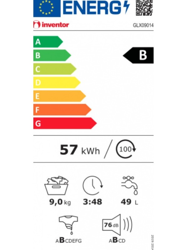 Inventor Πλυντήριο Ρούχων 9kg 1400 Στροφών GL9014AW