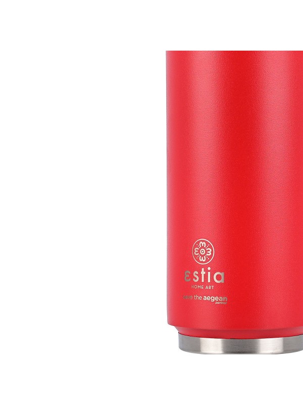 Estia Travel Cup Save the Aegean Ανακυκλώσιμο Ποτήρι Θερμός Ανοξείδωτο BPA Free Scarlet Red 500ml με Καλαμάκι 01-9854 Estia Travel Cup Save the Aegean Ανακυκλώσιμο Ποτήρι Θερμός Ανοξείδωτο BPA Free Scarlet Red 500ml με Καλαμάκι 01-9854