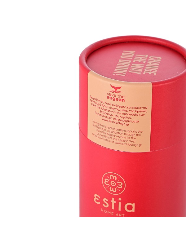 Estia Travel Cup Save the Aegean Ανακυκλώσιμο Ποτήρι Θερμός Ανοξείδωτο BPA Free Scarlet Red 500ml με Καλαμάκι 01-9854 Estia Travel Cup Save the Aegean Ανακυκλώσιμο Ποτήρι Θερμός Ανοξείδωτο BPA Free Scarlet Red 500ml με Καλαμάκι 01-9854