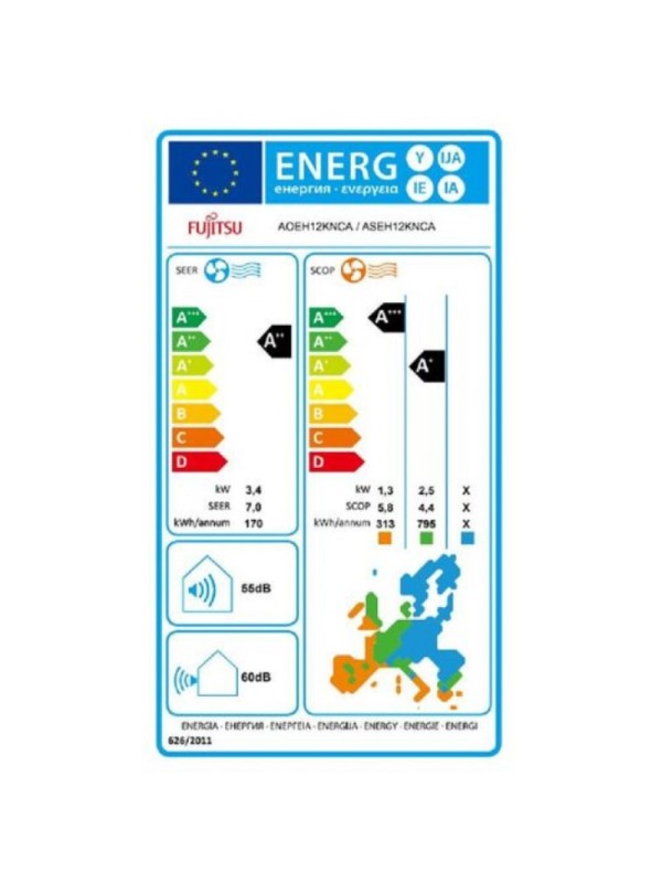Fujitsu Eco Series ASEH12KNCA / AOEH12KNCA Κλιματιστικό Inverter 12000 BTU A++/A+ Fujitsu Eco Series ASEH12KNCA / AOEH12KNCA Κλιματιστικό Inverter 12000 BTU A++/A+