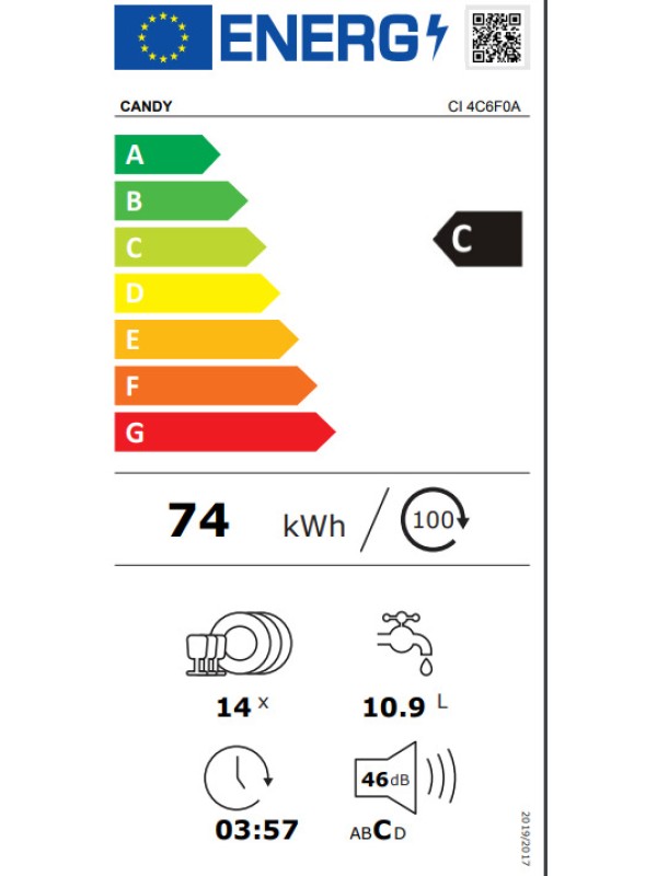 Candy CI4C6F0A Πλήρως Εντοιχιζόμενο Πλυντήριο Πιάτων με Wi-Fi για 14 Σερβίτσια Candy CI4C6F0A Πλήρως Εντοιχιζόμενο Πλυντήριο Πιάτων με Wi-Fi για 14 Σερβίτσια