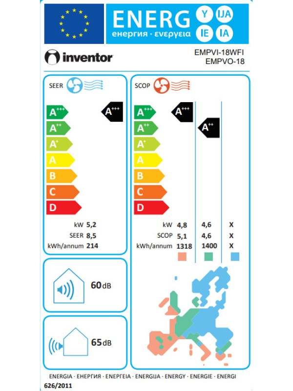 Inventor Emperor EMPVI-18WFI/EMPVO-18 Κλιματιστικό Inverter 18000 BTU A+++/A+++ με Ιονιστή και WiFi Inventor Emperor EMPVI-18WFI/EMPVO-18 Κλιματιστικό Inverter 18000 BTU A+++/A+++ με Ιονιστή και WiFi