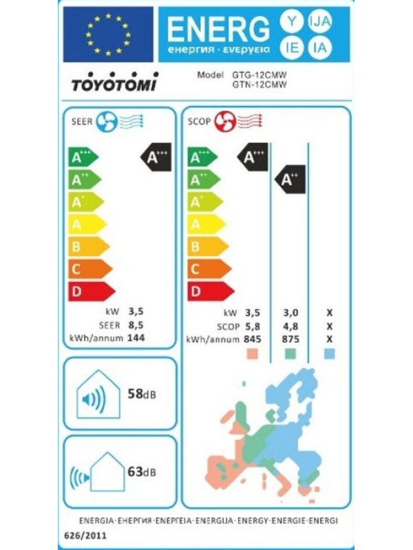 Toyotomi Gosai GTN/GTG-12CMW Κλιματιστικό Inverter 12000 BTU A+++/A++ με Ιονιστή και WiFi Toyotomi Gosai GTN/GTG-12CMW Κλιματιστικό Inverter 12000 BTU A+++/A++ με Ιονιστή και WiFi