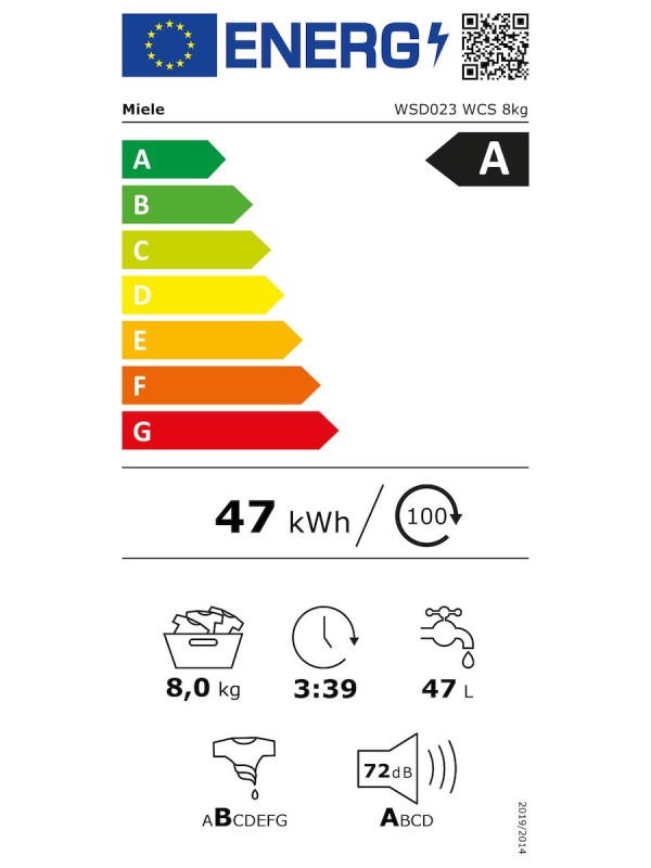 Miele Πλυντήριο Ρούχων 8kg 1400 Στροφών WSD023 WCS 12193160 Miele Πλυντήριο Ρούχων 8kg 1400 Στροφών WSD023 WCS 12193160