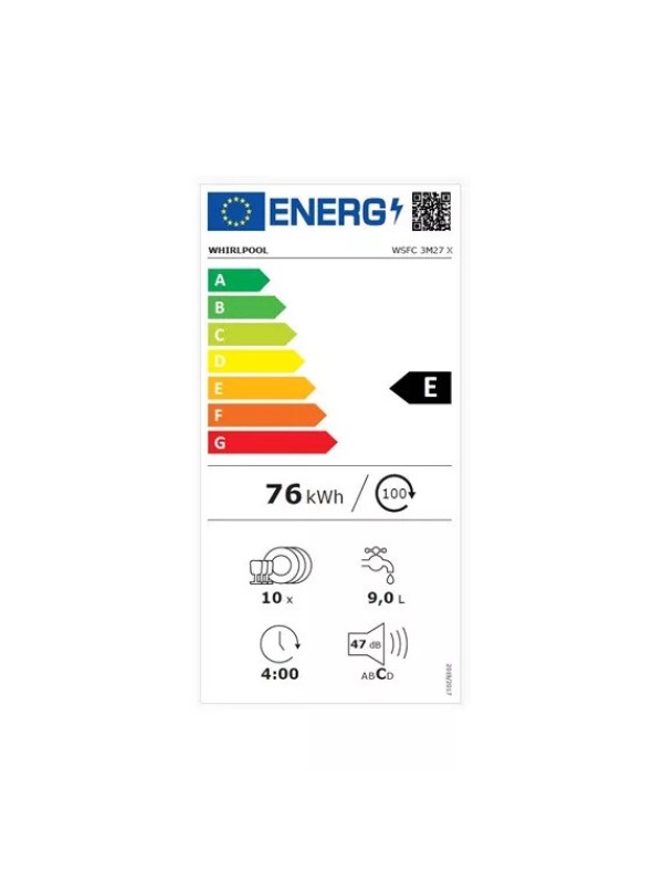 Πλυντήριο Πιάτων Ελεύθερο Whirlpool WSFC 3M27 X 10 σερβίτσια Π45. Inox Πλυντήριο Πιάτων Ελεύθερο Whirlpool WSFC 3M27 X 10 σερβίτσια Π45. Inox
