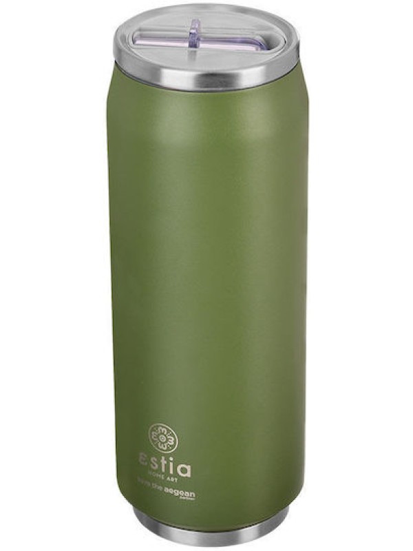 Estia Travel Cup Save the Aegean Ανακυκλώσιμο Ποτήρι Θερμός Ανοξείδωτο / Πλαστικό BPA Free 500ml Forest Spirit με Καλαμάκι