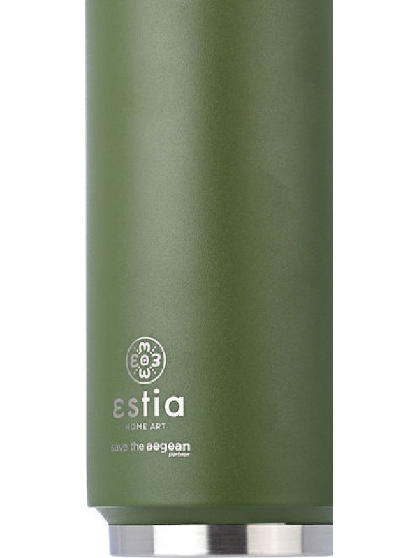 Estia Travel Cup Save the Aegean Ανακυκλώσιμο Ποτήρι Θερμός Ανοξείδωτο / Πλαστικό BPA Free 500ml Forest Spirit με Καλαμάκι