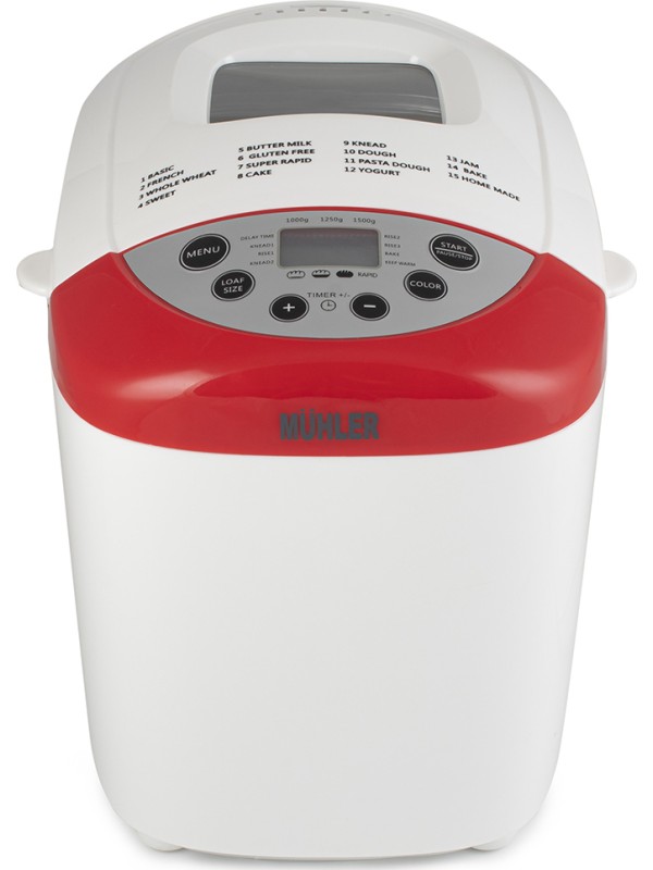 Muhler Αρτοπαρασκευαστής 850W Χωρητικότητας 1500gr με 15 Προγράμματα MBM-1502 Muhler Αρτοπαρασκευαστής 850W Χωρητικότητας 1500gr με 15 Προγράμματα MBM-1502