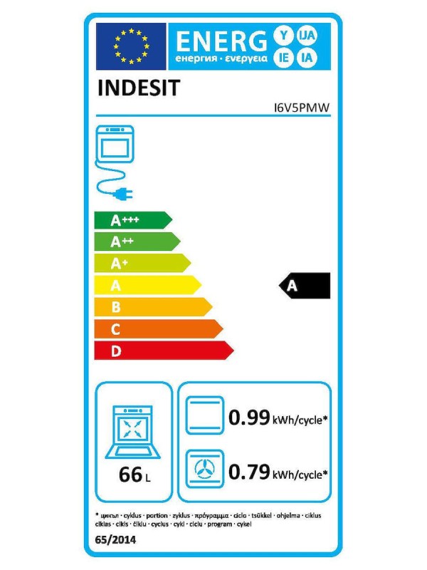  Indesit Κουζίνα 66lt με Κεραμικές Εστίες Π60εκ. Λευκή 16V5PMW