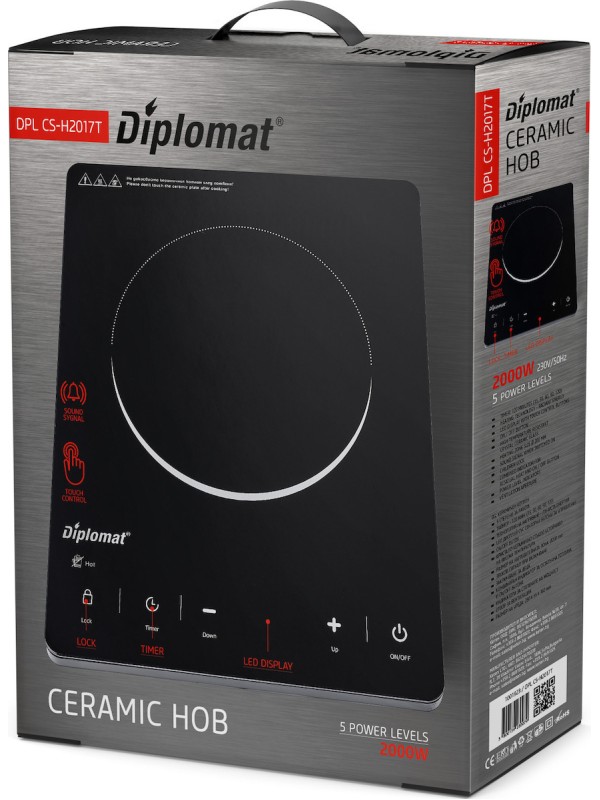 Diplomat DPL CS-H2017T Επιτραπέζια Εστία Κεραμική Μονή Μαύρη Diplomat DPL CS-H2017T Επιτραπέζια Εστία Κεραμική Μονή Μαύρη