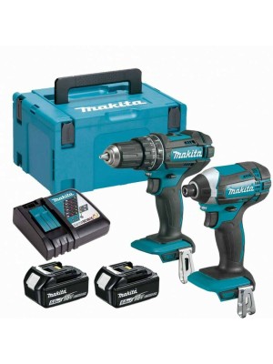 Makita Σετ Κρουστικό Δραπανοκατσάβιδο & Παλμικό Κατσαβίδι 18V με 2 Μπαταρίες 5Ah και Θήκη DLX 2131 TJ
