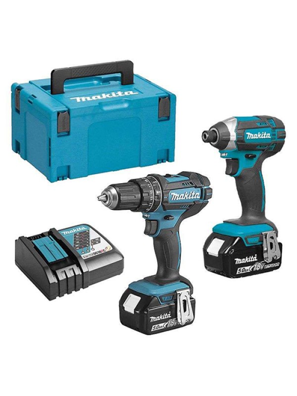 Makita Σετ Κρουστικό Δραπανοκατσάβιδο & Παλμικό Κατσαβίδι 18V με 2 Μπαταρίες 5Ah και Θήκη DLX 2131 TJ Makita Σετ Κρουστικό Δραπανοκατσάβιδο & Παλμικό Κατσαβίδι 18V με 2 Μπαταρίες 5Ah και Θήκη DLX 2131 TJ