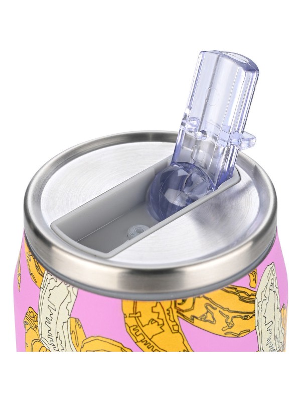 Estia Travel Cup Save the Aegean Ανακυκλώσιμο Ποτήρι Θερμός Ανοξείδωτο / Πλαστικό BPA Free 500ml Banana swirl με Καλαμάκι